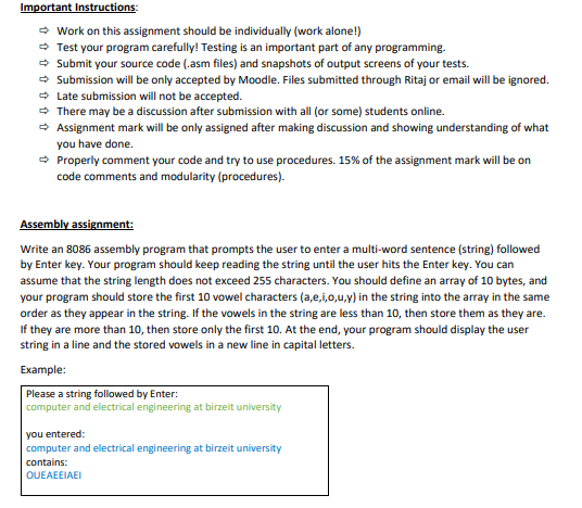  Important Instructions: - Work on this assignment should be individually (work