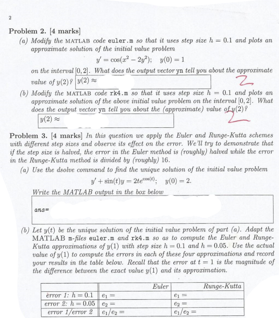 Thanks! Problem 1. 12 marks) We want to use the MATLAB command