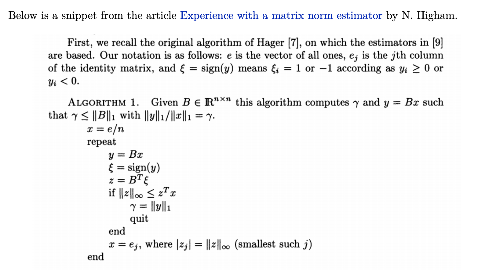  Below is a snippet from the article Experience with a matrix