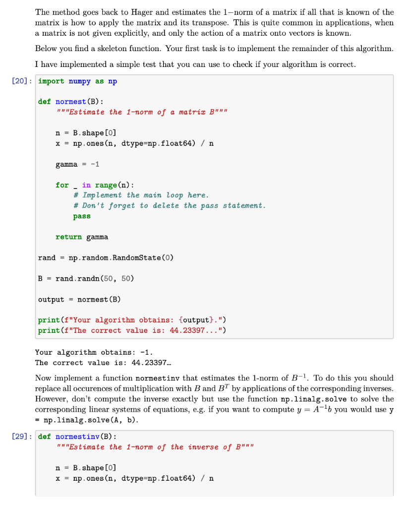 norm estimator by N. Higham. First, we recall the original algorithm of