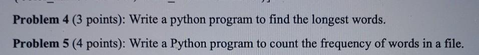  Problem 4 (3 points): Write a python program to find the