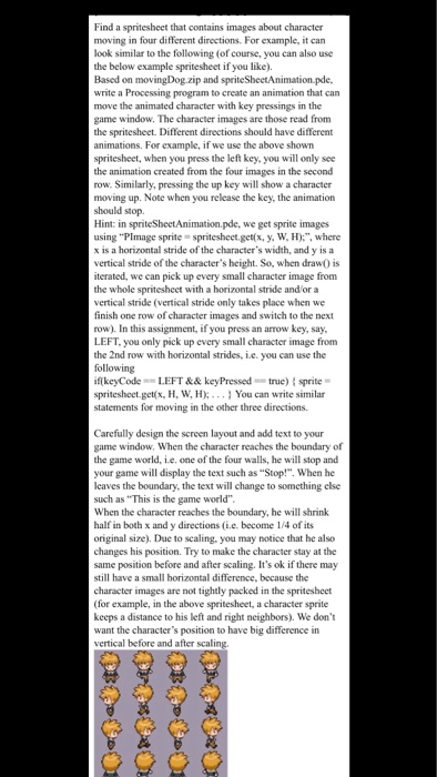  Using processing please. (Processing.org) Find a spritesheet that contains images about