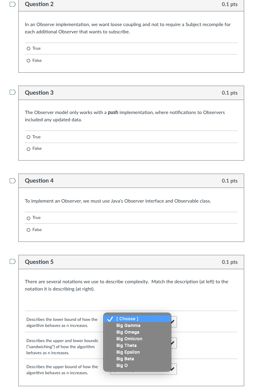 Java Programming Question 2 0.1 pts In an Observe implementation, we want