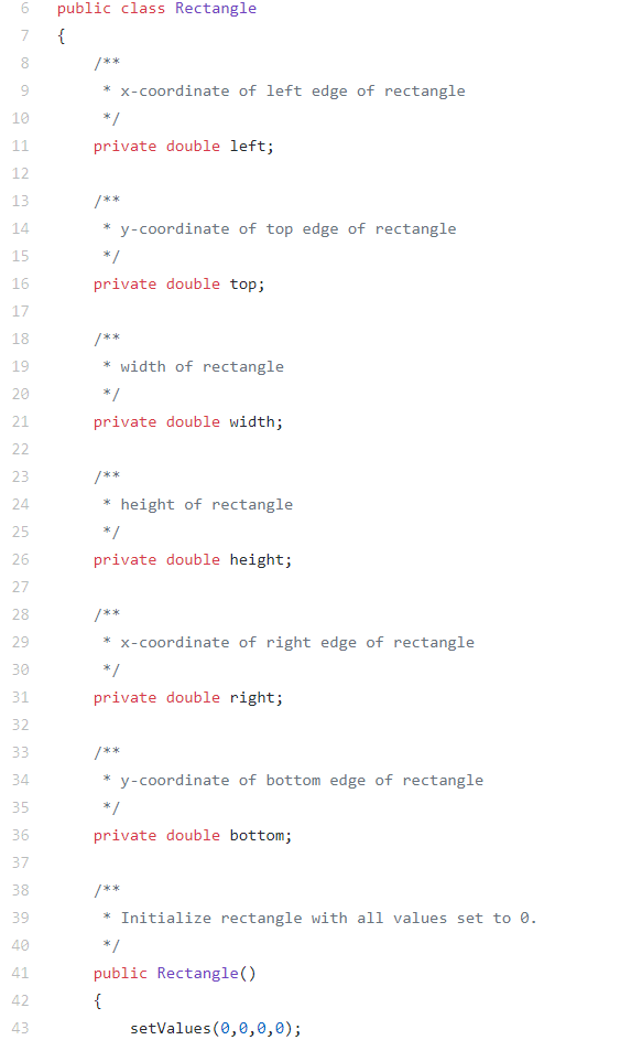 values, a setCenter method that only sets the center coordinates, a setRadius