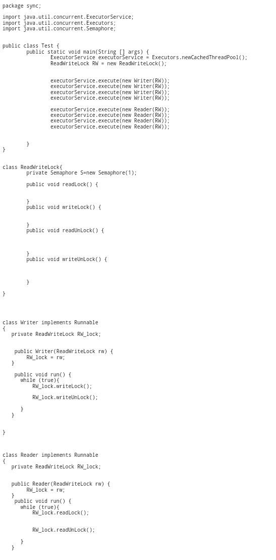 provide a solution to readers-writers problem in which several processes (readers and