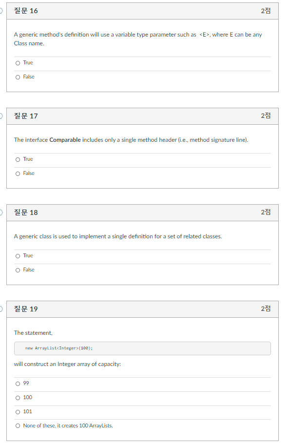 16 27 A generic method's definition will use a variable type