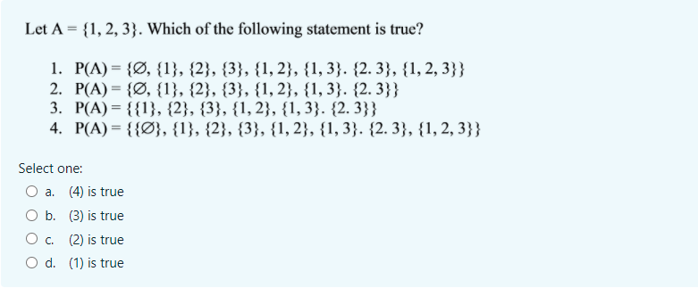 Just need final answer, no need workings Let A = {1, 2,