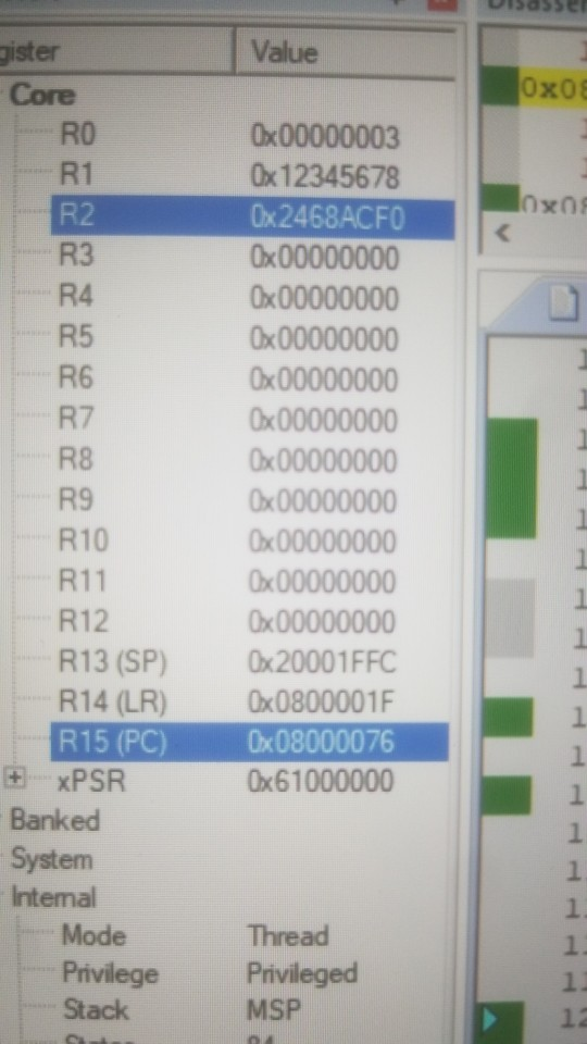 In arm assembly language using KEIL uVision5, how do I access specific