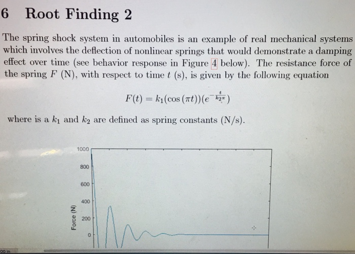  Matlab programming language 6 Root Finding 2 The spring shock system