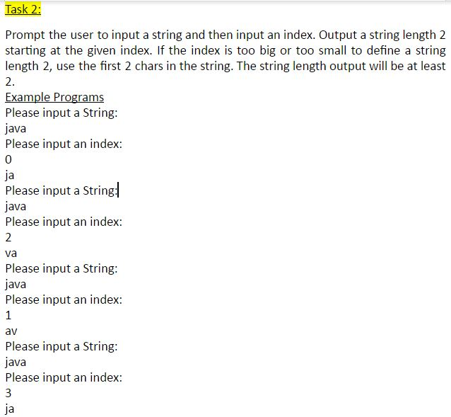  Need help on java H/W. Example programs have to match output