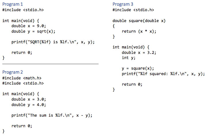 Each of these programs has something wrong with it. Explain what.
