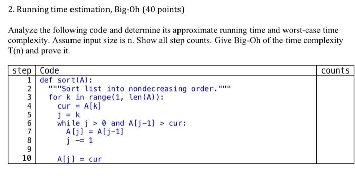 Anyone could help understand how to write this? 2. Running time estimation,