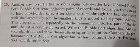 Another way to sort a list by exchanging out-of-order keys is