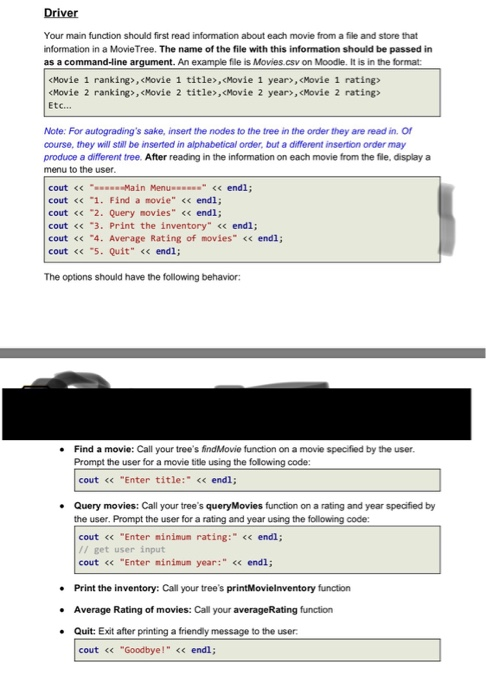  Just need help implementing the driver. Just as it states. Please
