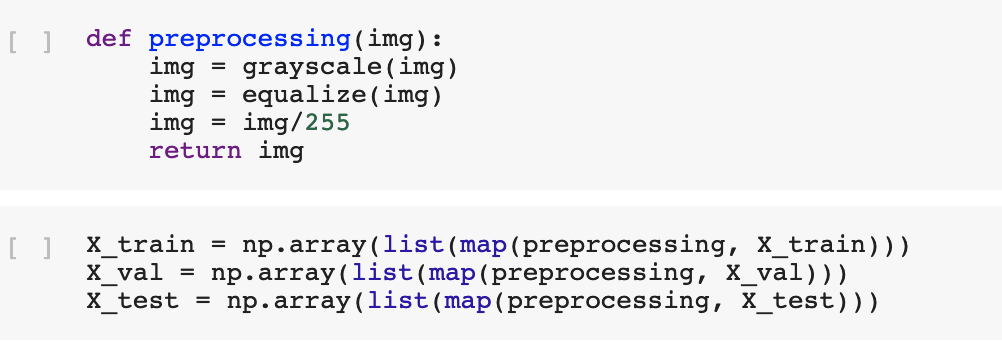 the CNN program https://colab.research.google.com/github/CleanPegasus/Traffic-Sign-Classifier/blob/master/Traffic_Sign_Classifier.ipynb#scrollTo=fMJ_3RR5HEN9 def equalize (img): 2.equalizeHist (img) return img pmt.imehua(ime