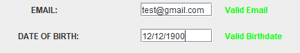 Make a java gui that validates the birth date input in the