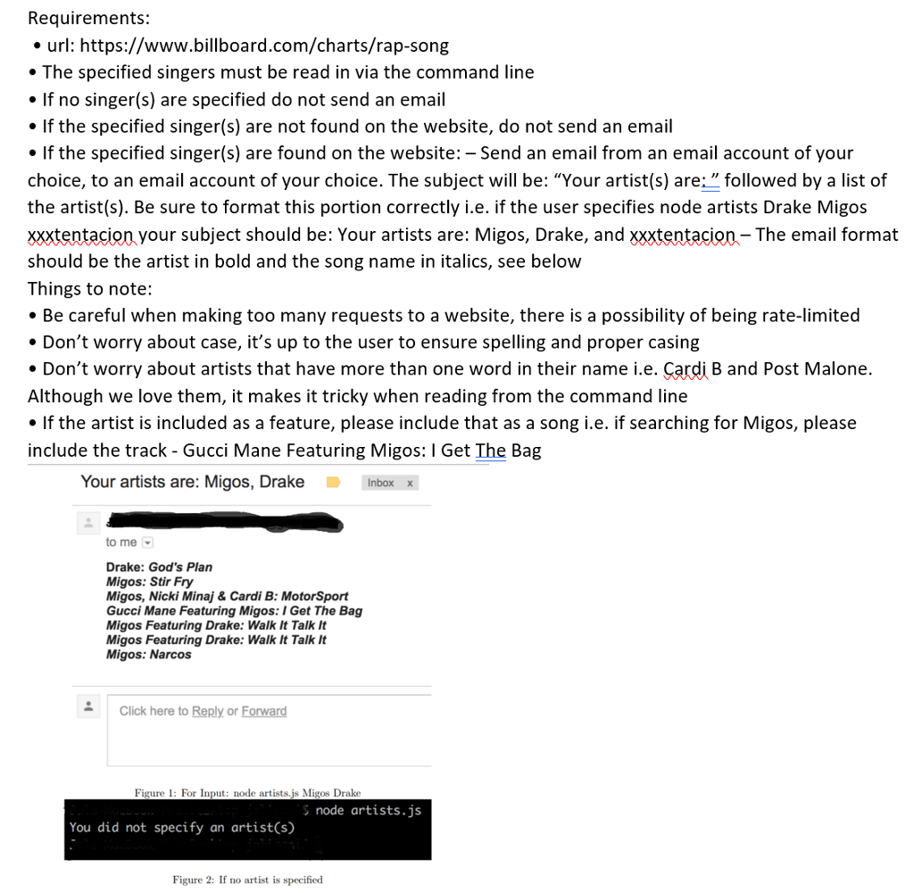 write a node project that scrape the given url and send a