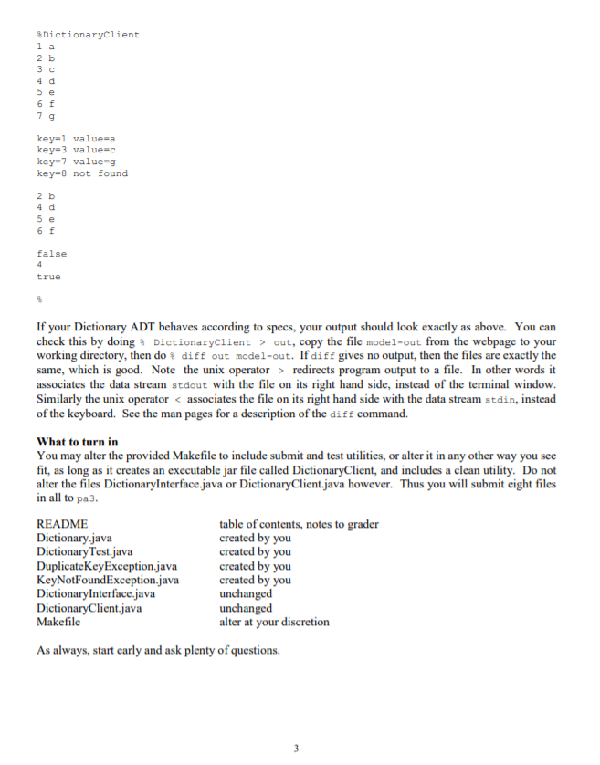 Dictionary will be pairs of Strings called key and value respectively. Keys