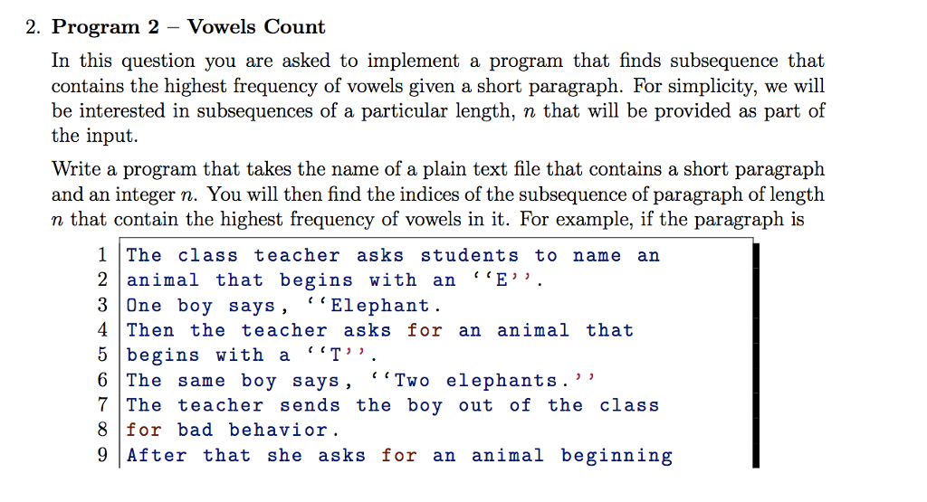  2. Program 2 - Vowels Count In this question you are