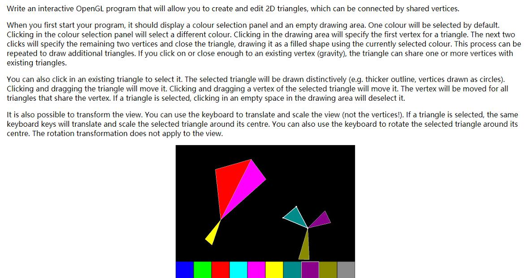 Write an interactive OpenGL program that will allow you to create
