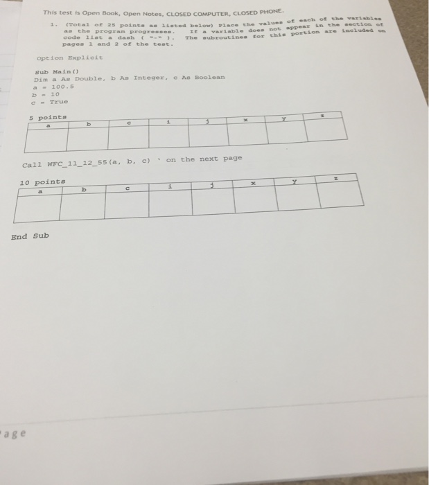  This test is Open Book, Open Notes, CLOSED COMPUTER, CLOSED PHONE.