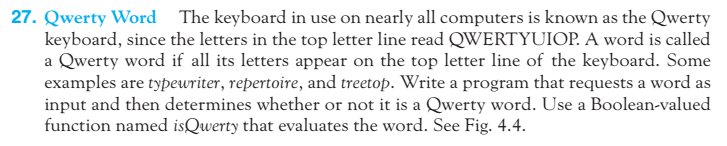 Use python and write code for problem. 27. Qwerty Word The keyboard