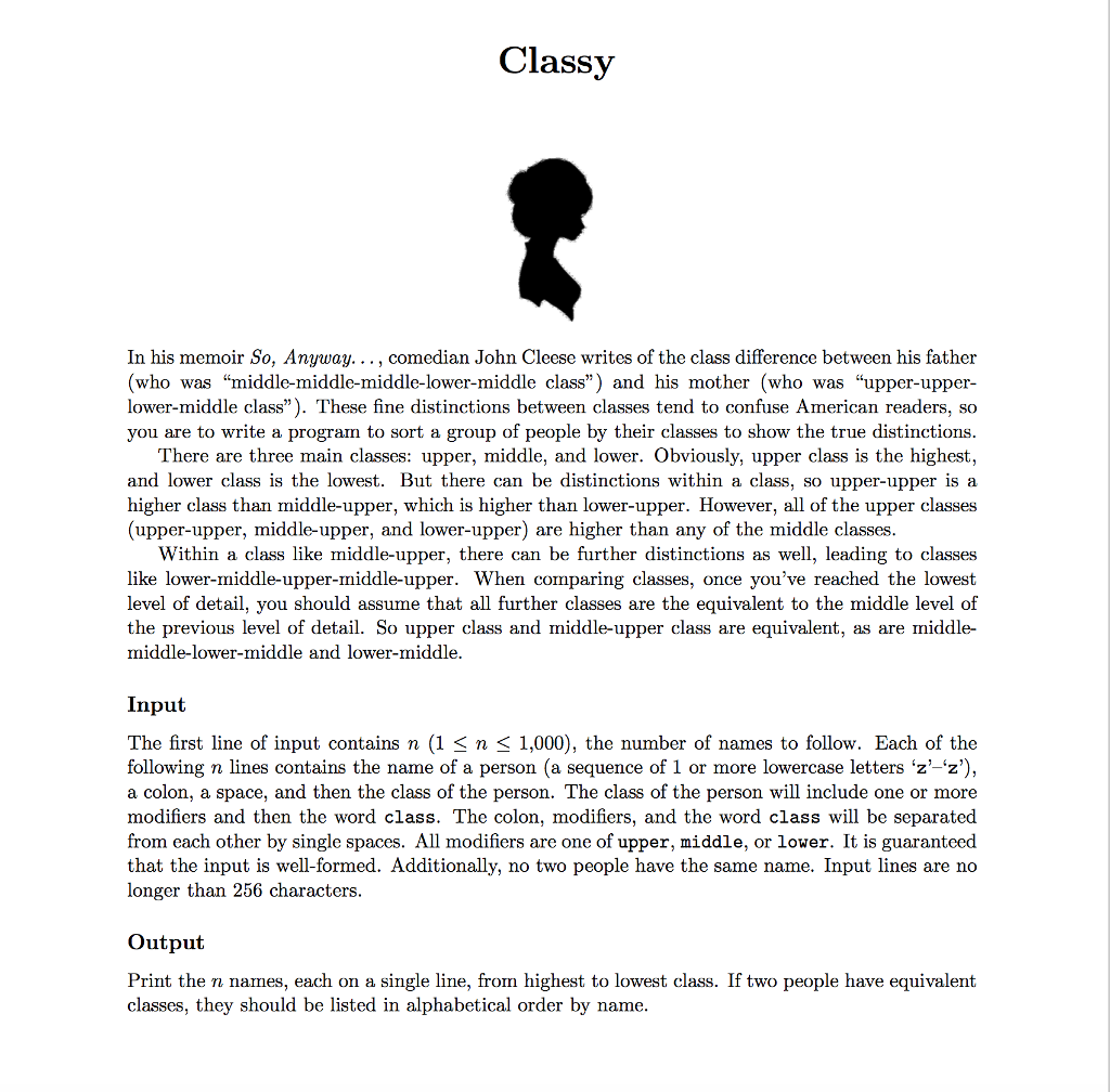 Java (Add comments pleace ) Classy In his memoir So, Anyway..., comedian