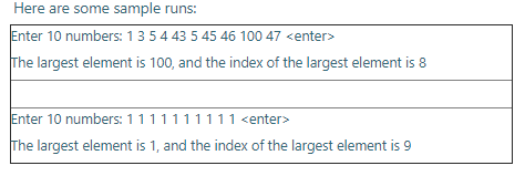 C++ PROGRAMMING Write a function with the header int indexMax(int array[ ],