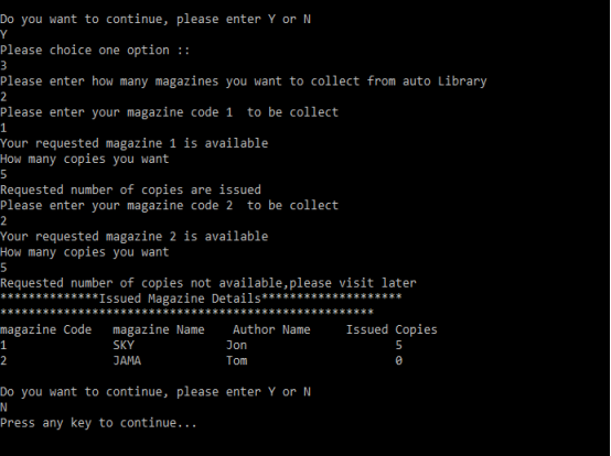 for Library which has the method. Just in tow classes. the output