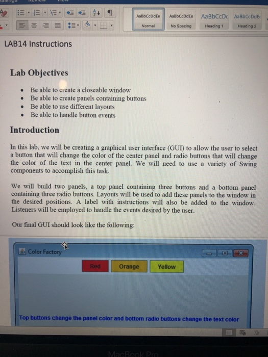  USING JAVA Normal No Spacing Heading 1 Heading 2 LAB14 Instructions