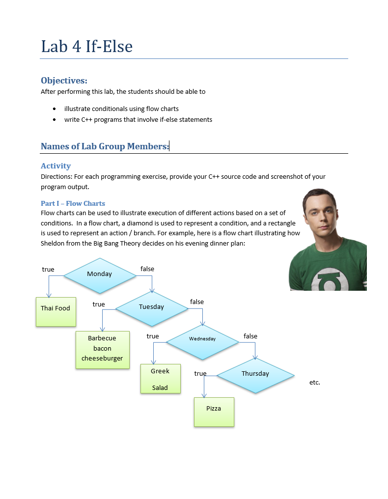 Lab 4 If-Else Objectives: After performing this lab, the students should
