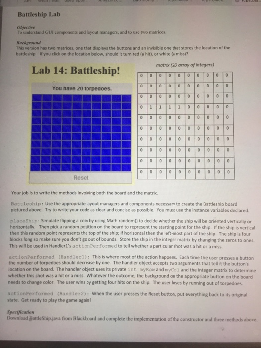  In Java jGrasp!! Battleship Lab understand GUI components and layout managers,