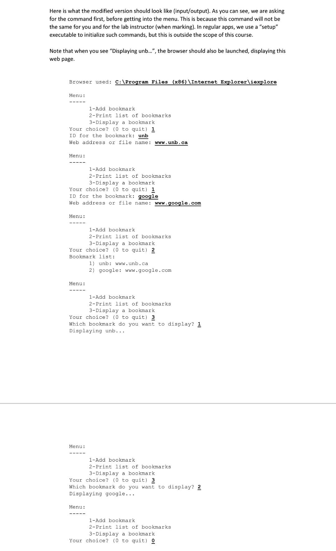 Here is what the modified version should look like (input/output). As