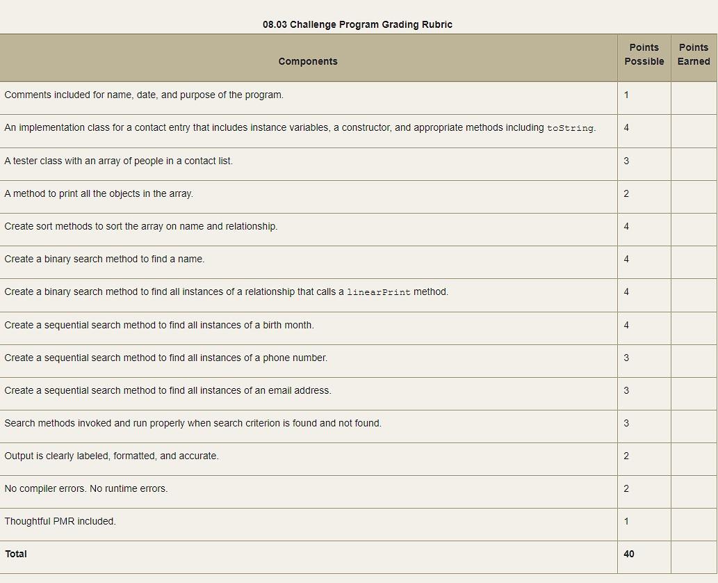 Instructions: For this assignment, you will implement the sequential and binary search