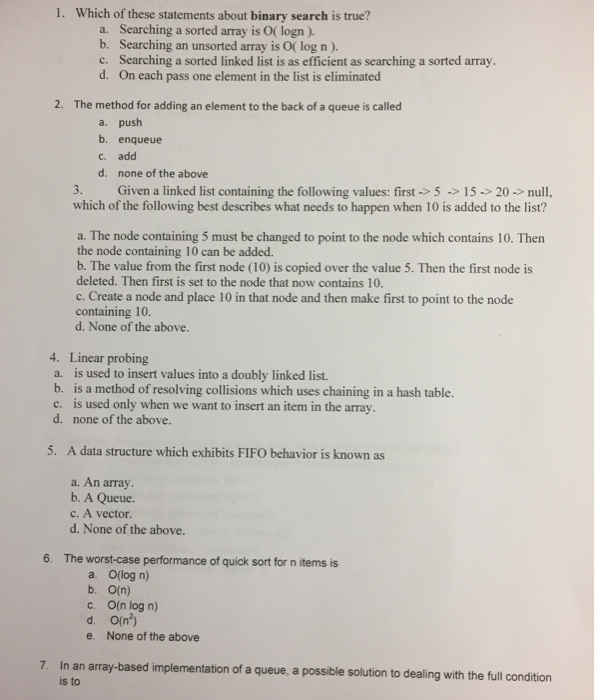  Data Structures of Java 1. Which of these statements about binary