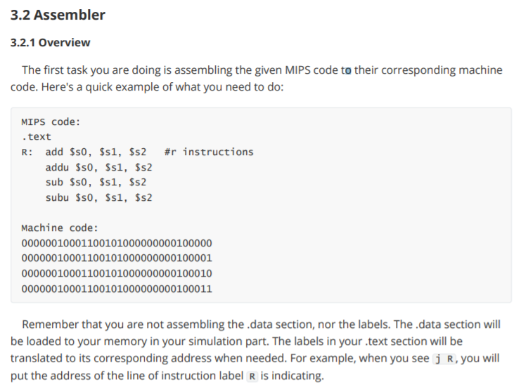  Please write an assembler to turn MIPS code to machine code.