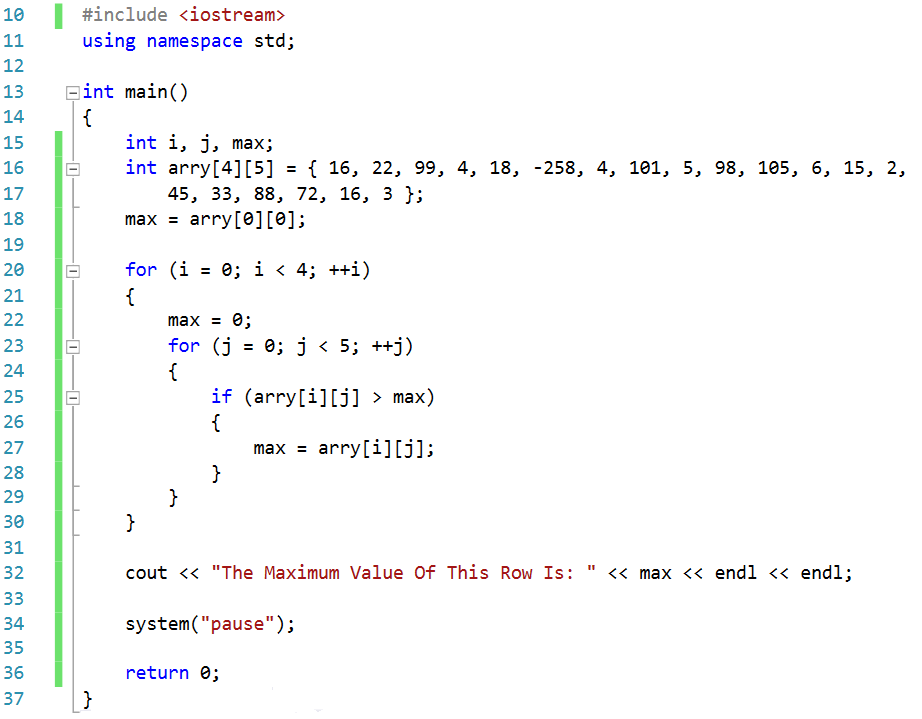 Write a C++ program that finds and displays the maximum value in