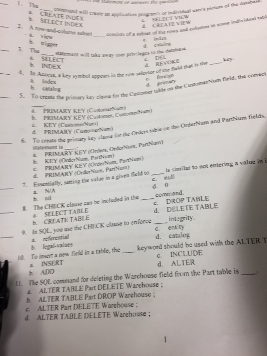  CREATE SELECT INDEX create an application program's or e of the
