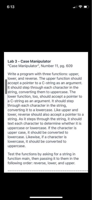  the code to use is c++, please help 6:13 Lab 3