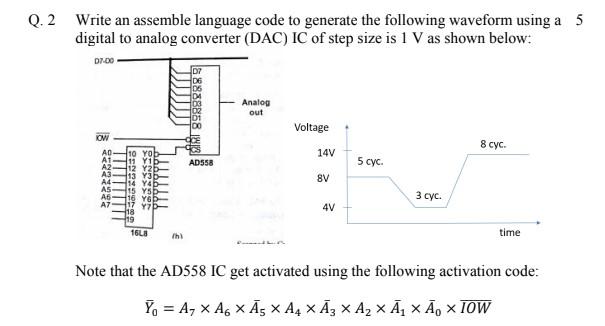 Q.2 Write an assemble language code to generate the following waveform