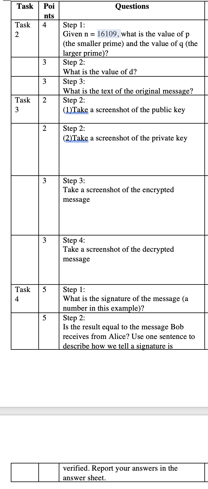  I need help with TASK 4 I already know P =