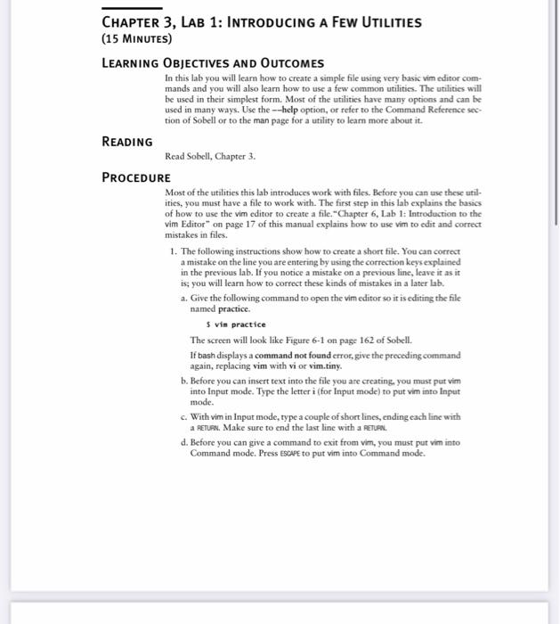 UNIX COMMAND PROMPT BASED CHAPTER 3, LAB 1: INTRODUCING A FEW UTILITIES