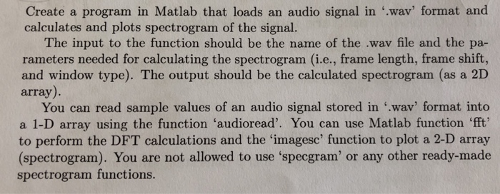  Create a program in Matlab that loads an audio signal in