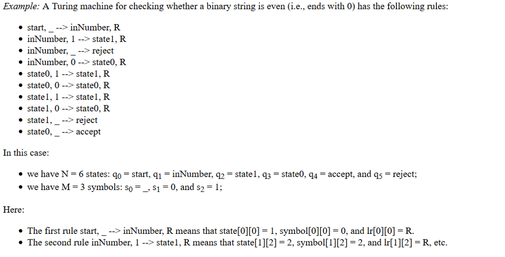 a method that emulates a general Turing machine. The input to this