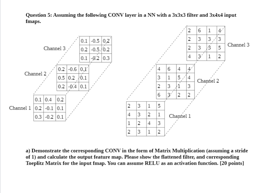  Questions for the machine learning homework Question 5: Assuming the following
