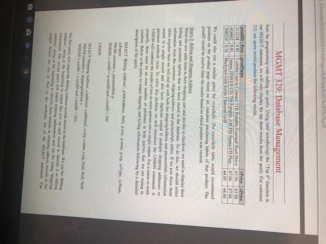 Database Management Project Task 7: Requi The most advance quenes have becn