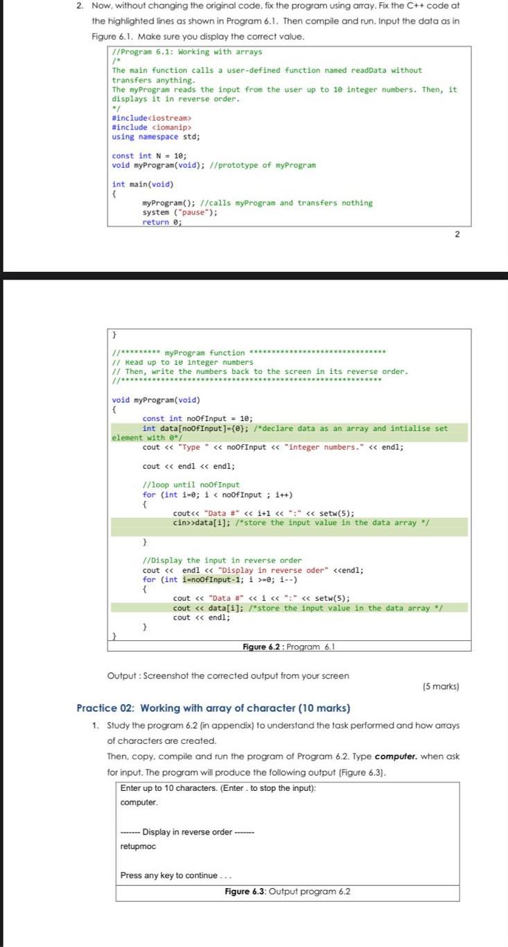  2. Now, without changing the original code, fix the program using