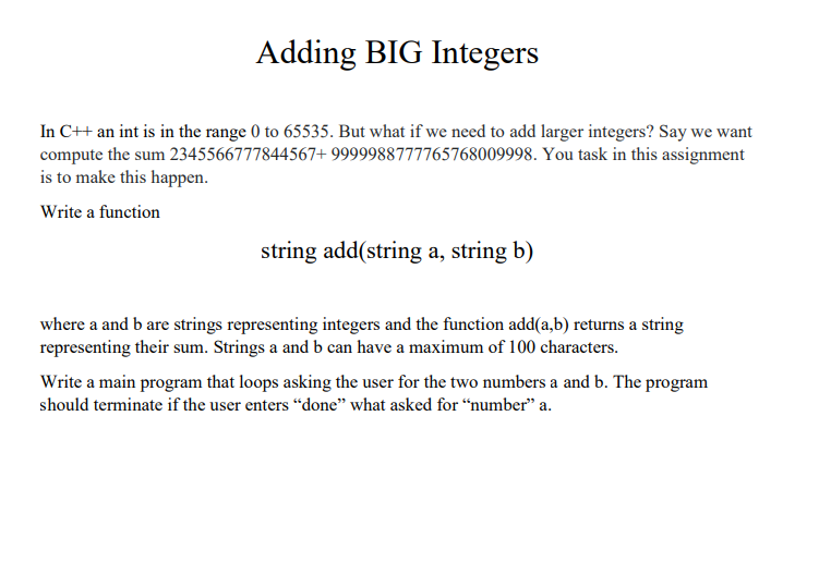 C++please explain the code, thank you! Adding BIG Integers In C++ an