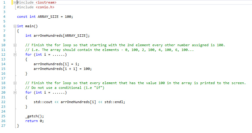 C++ Programming: What code would need to be entered on line 20
