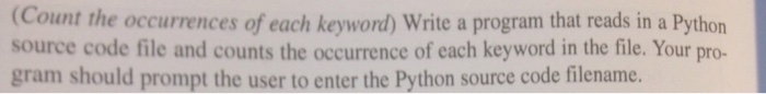  Using Python Programming: Count the occurrences of each keyword) Write a